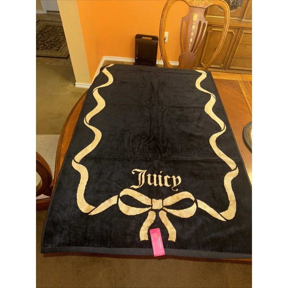 Juicy Coulture Home Bath Towel Set 2pcs Black Cotton/ Viscose Blend New 29”X 54”